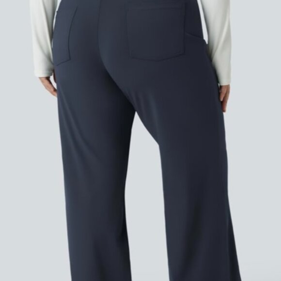 * NWT HALARA High Waisted Button Multiple Pockets Straight Leg Pants - Picture 2 of 3